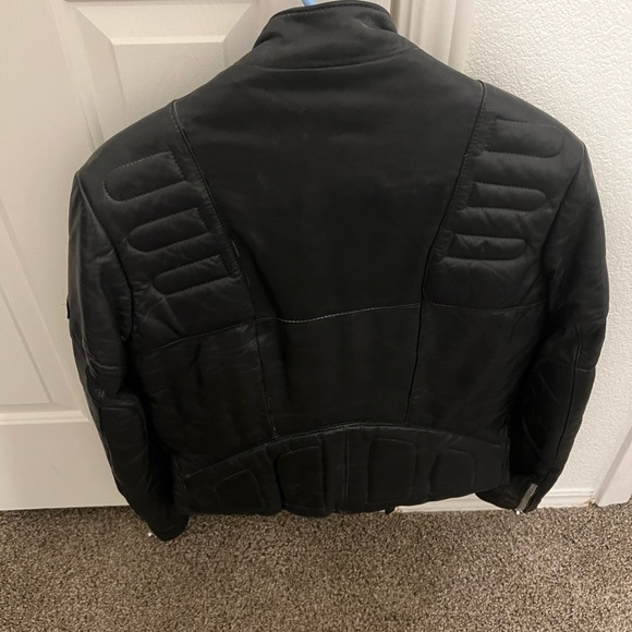 Black Bomber Jacket with Quilted Design
Biker Jacket - Picture 3 of 4